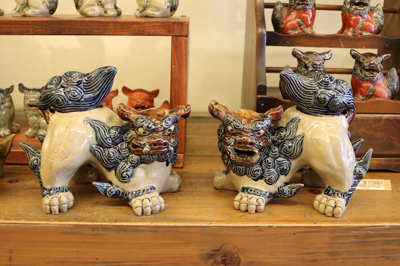 シーサー 壺屋焼 育陶園 一対 育陶園 壺屋焼 シーサー ペア 陶器 置物