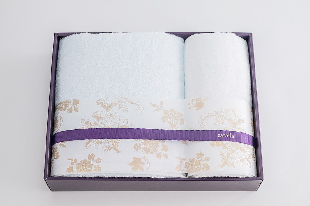 バスタオルとフェイスタオルセット【彩】（ブルー・ホワイト） | 今治