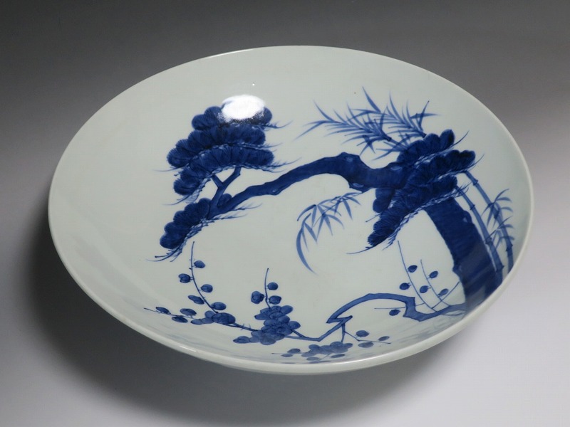 仙遊洞 鍋島焼 染付 松竹梅文 大皿