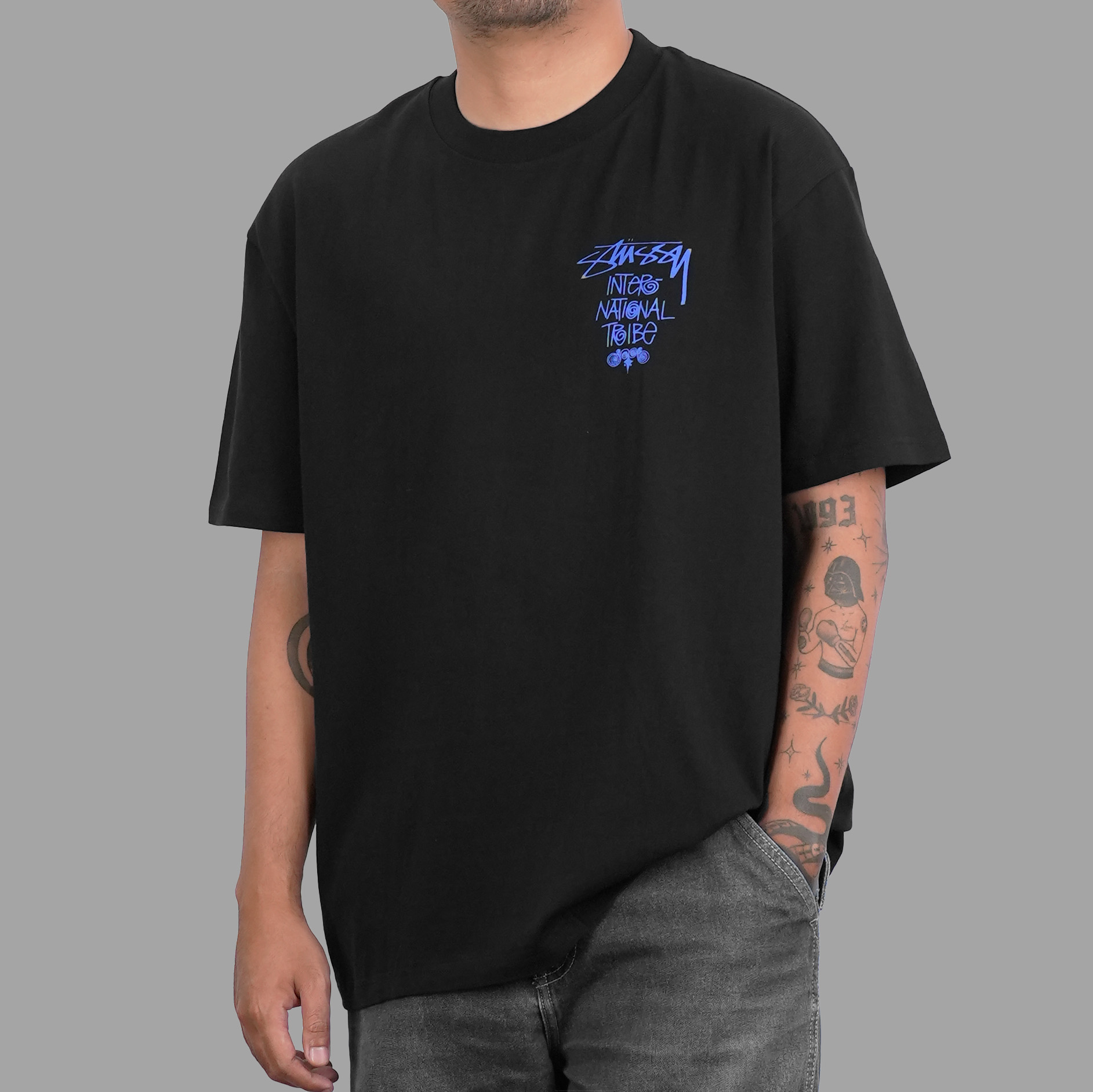 Stussy Tribe Stack Black Tee | Senikersku