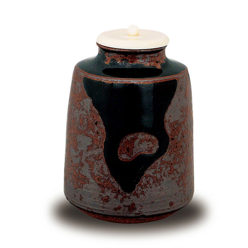 渡辺伸治 造 名物 利休物相茄子写 茶入 】 在銘 輪違鈍子仕