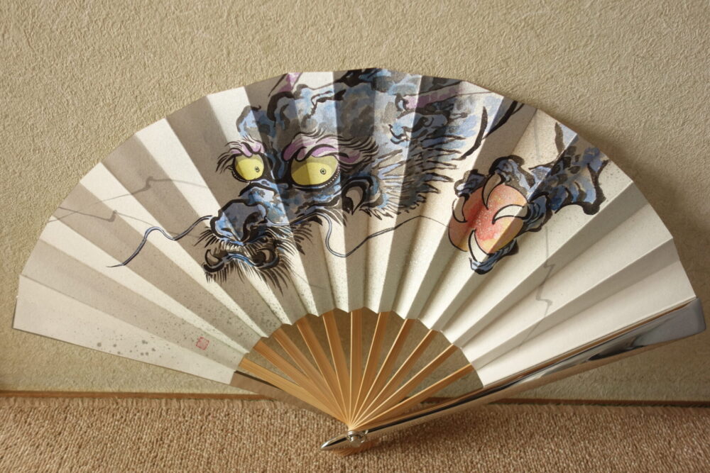 鉄扇(ステンレス扇)一尺 逸品入魂手描き絵「天之四霊」シリーズ | 鉄扇