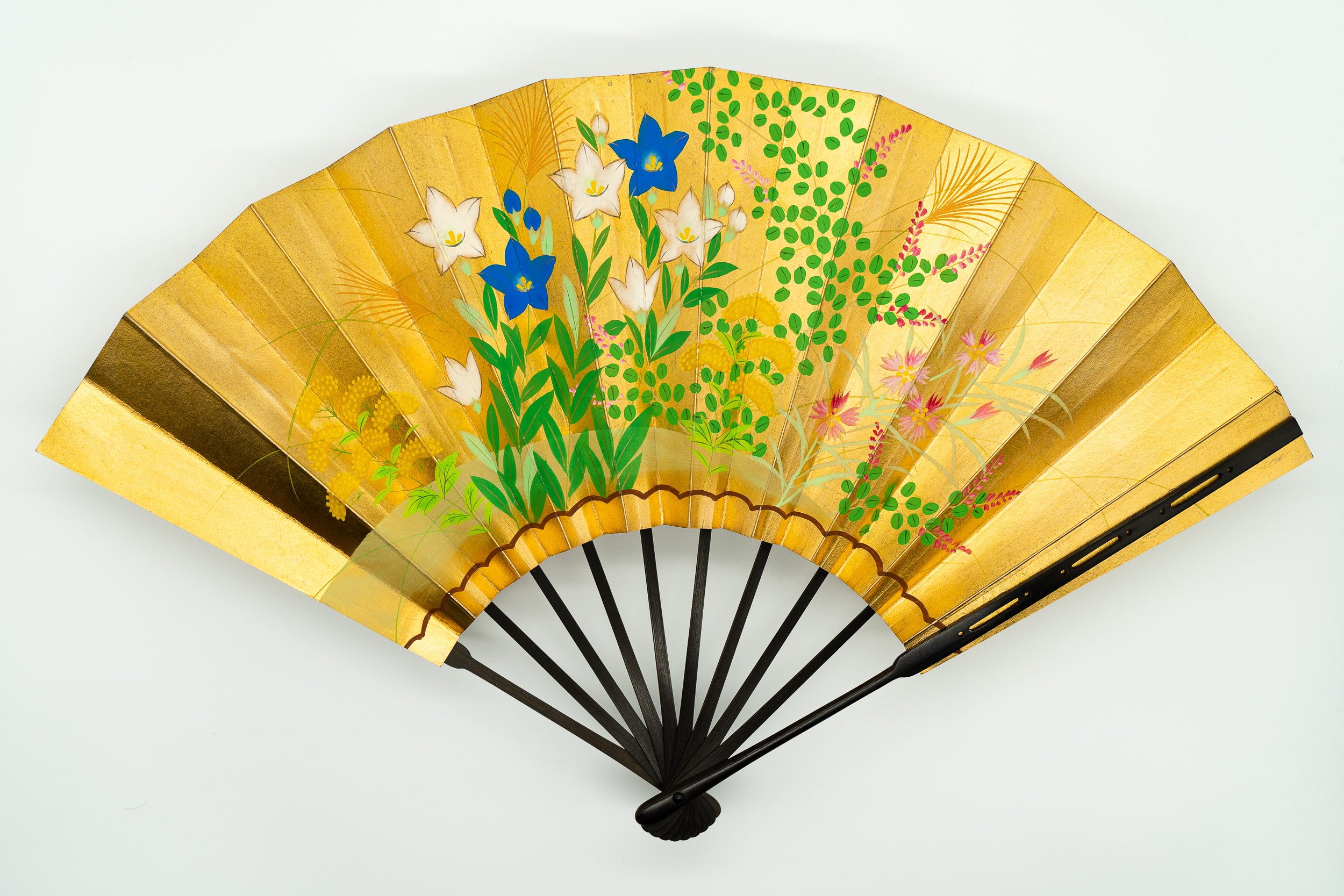 金地に秋草手描き仕舞扇♢特注品