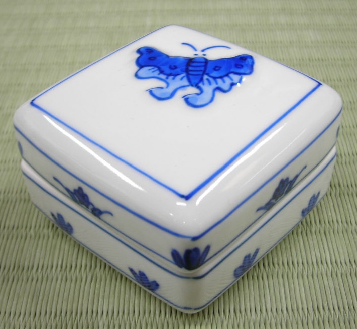 香道具 染付 竹絵 香筒 御室焼 和善 共箱 陶芸 線香入 煎茶道具 香道具