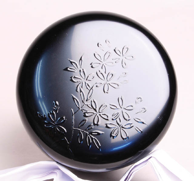 茶道具】少庵好写 夜桜 黒中棗 （並品） *松浦芳光* 茶器*中棗