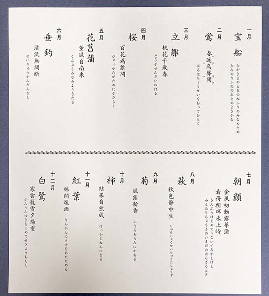通販販売【茶道具】 色紙セット 十二ヶ月 複製 *西部文浄* 東福寺*同聚