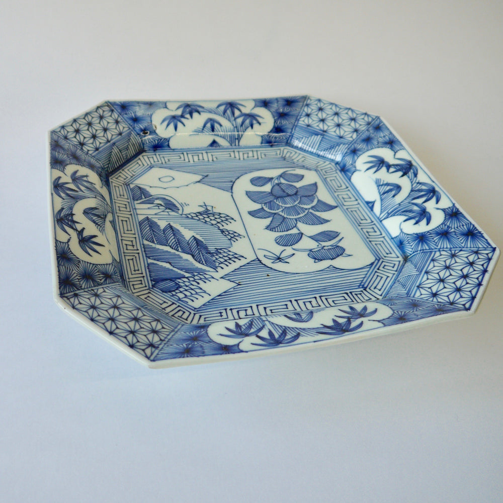 古伊万里 貝尽くし紋様 変形皿 2枚セット 染付皿 古伊万里 貝尽くし