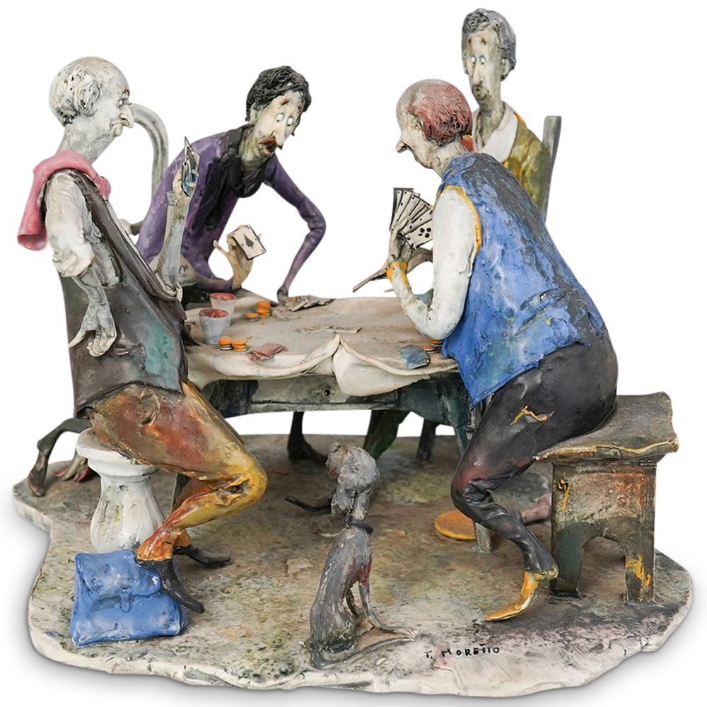 Toni Moretto (Italian 1929 - 2011) Signed Card Players Statue sold