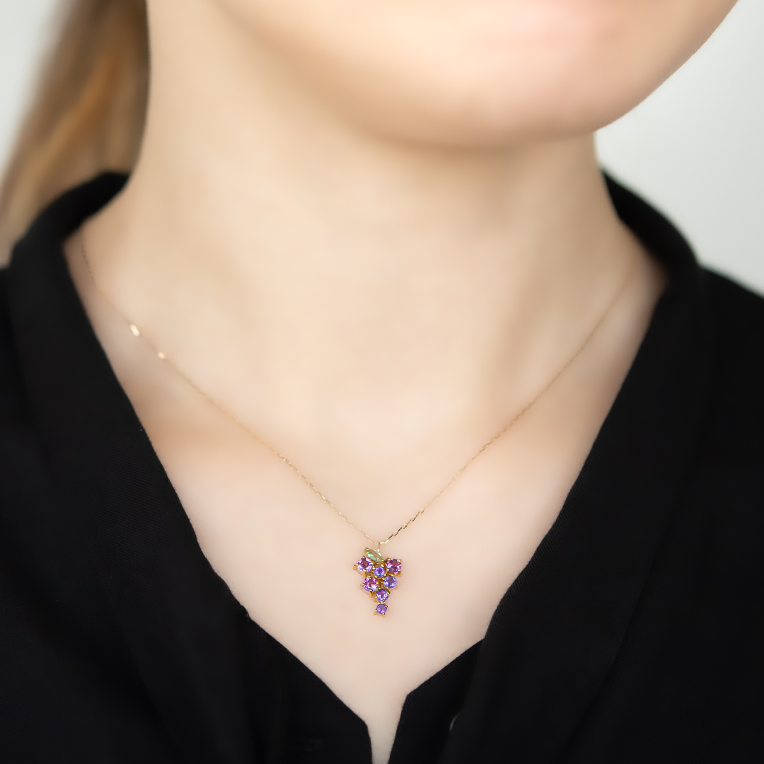 ネックレス K10イエローゴールド ペリドット ロードライトガーネット