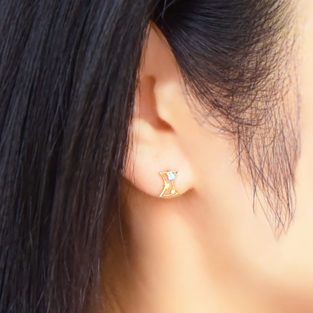 ピアス K10イエローゴールド サファイア スイスブルートパーズ ルビー