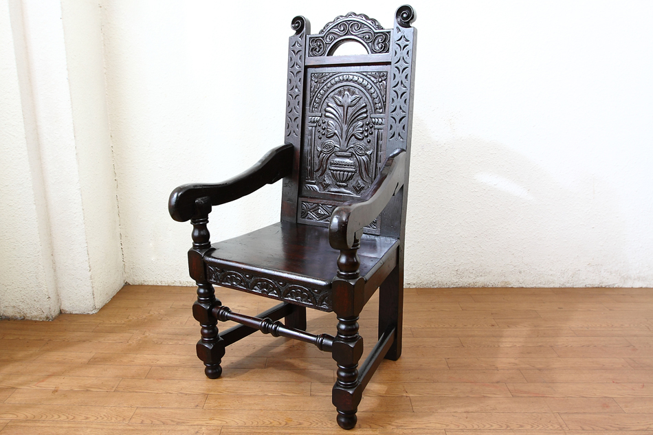 アンティーク アームチェア フランス様式 19世紀末｜修復前 低座