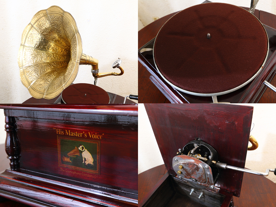 ヴィンテージHMV テーブルトップ グラモフォンwith ブラスホーン