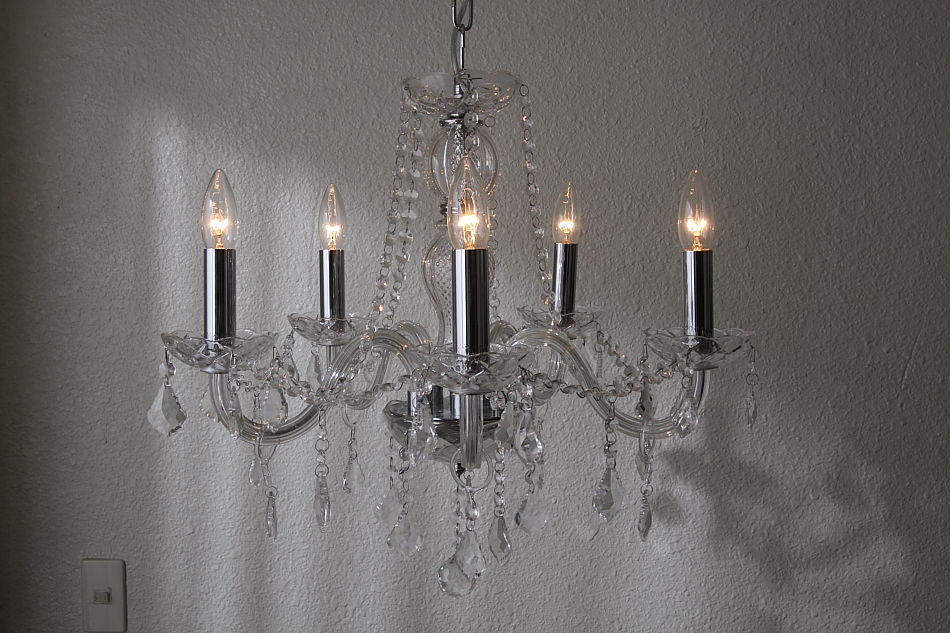 クリスタルガラス シャンデリア(5灯)｜アンティーク家具・照明の専門店