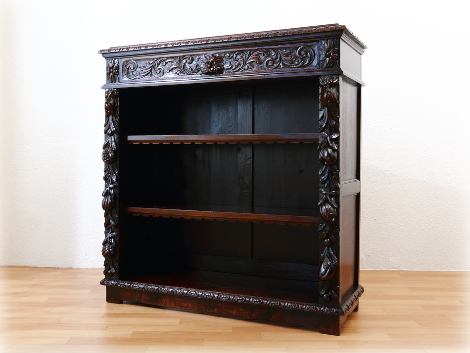 ヴィクトリアン カービングオーク グリーンマン オープンブックケース