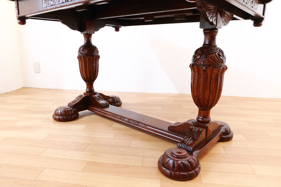 バルボスレッグ オーク ドローリーフテーブル｜アンティーク家具・照明