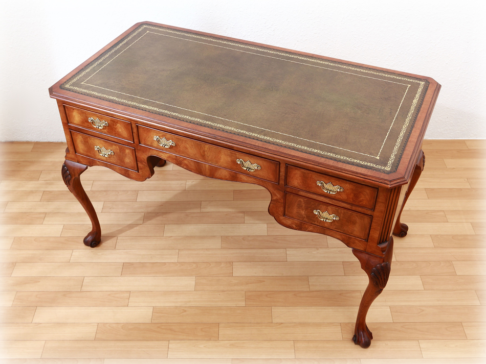 イギリスアンティーク☆ライティングデスク☆机板革張り☆ 革張り天板の