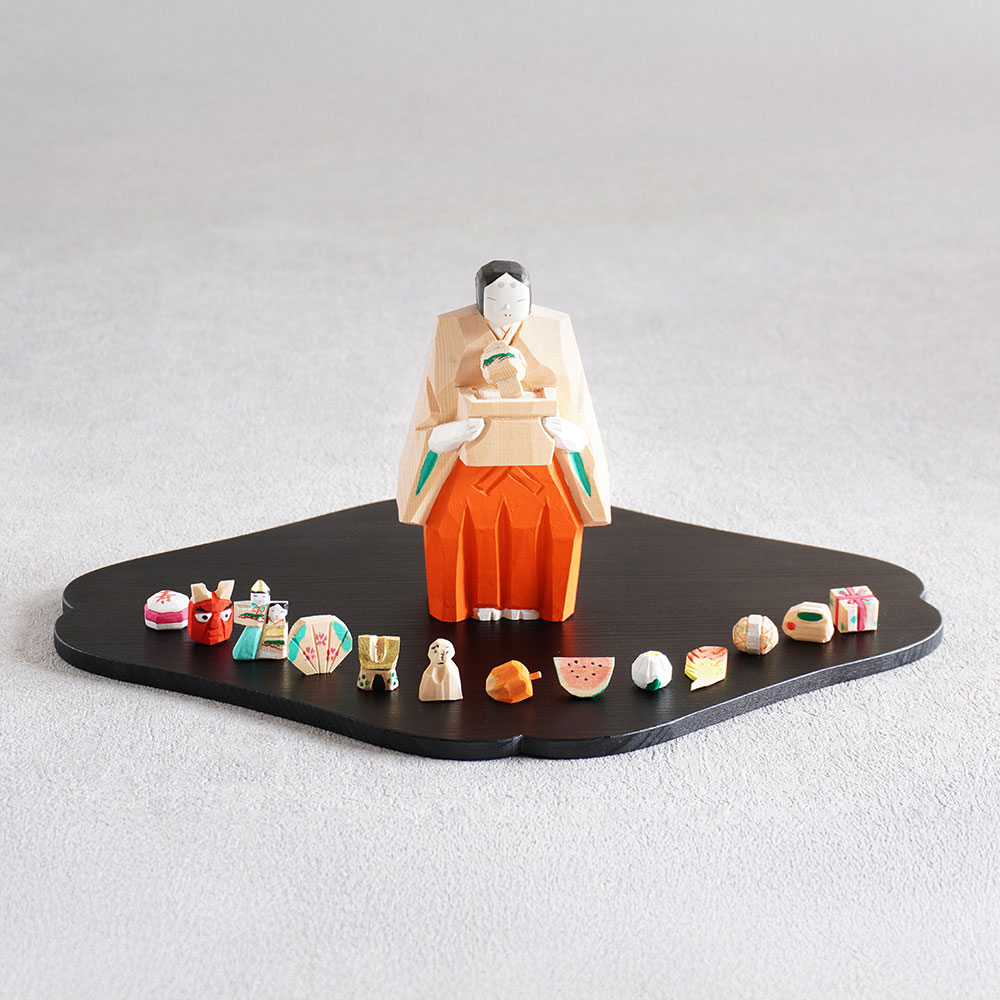 奈良一刀彫 月こよみ+鏡富士形敷板: インテリア・ライフスタイル