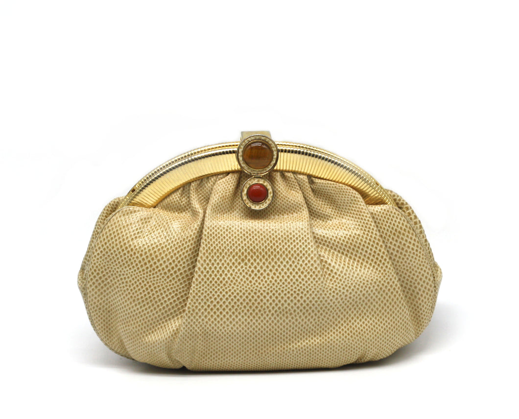 Judith Leiber Beige Lizard Skin Handbag – A.B. Levy's