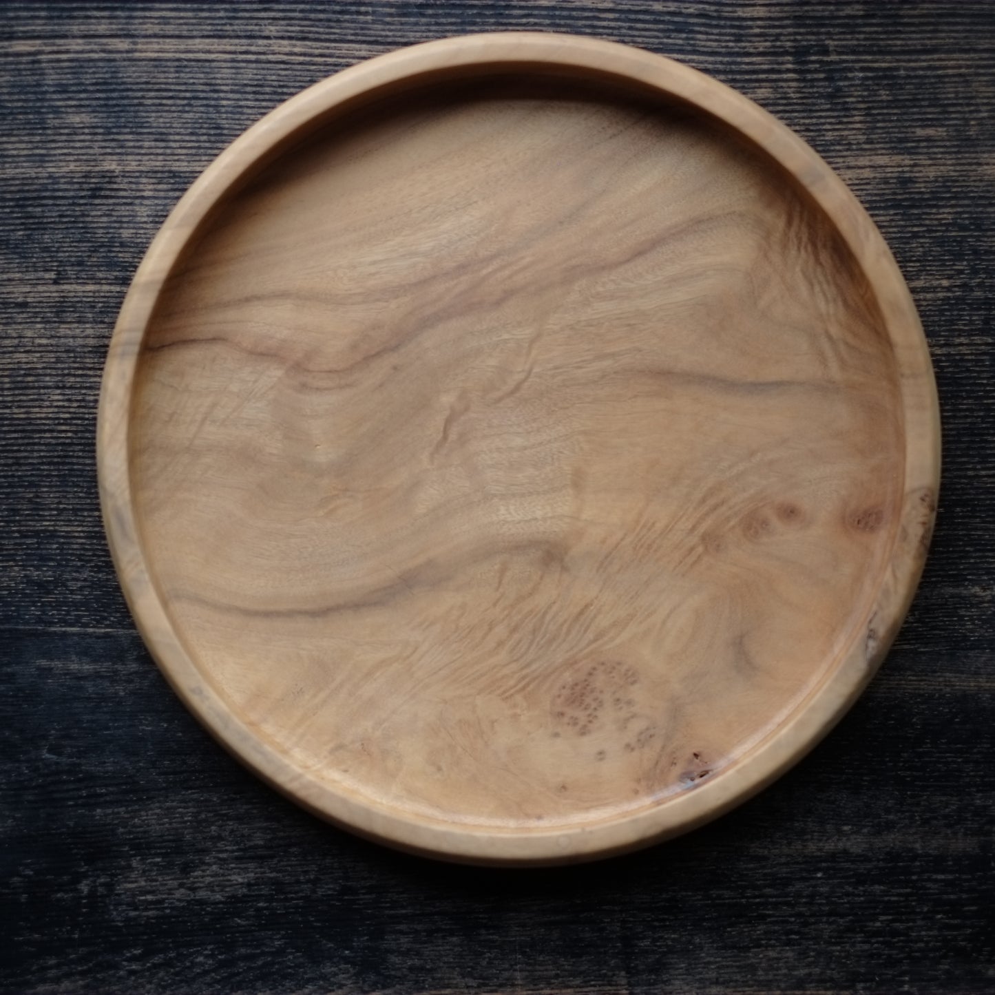 時代 白木 楠 杢目木地丸盆 （大正-戦前頃） – 逢季荘