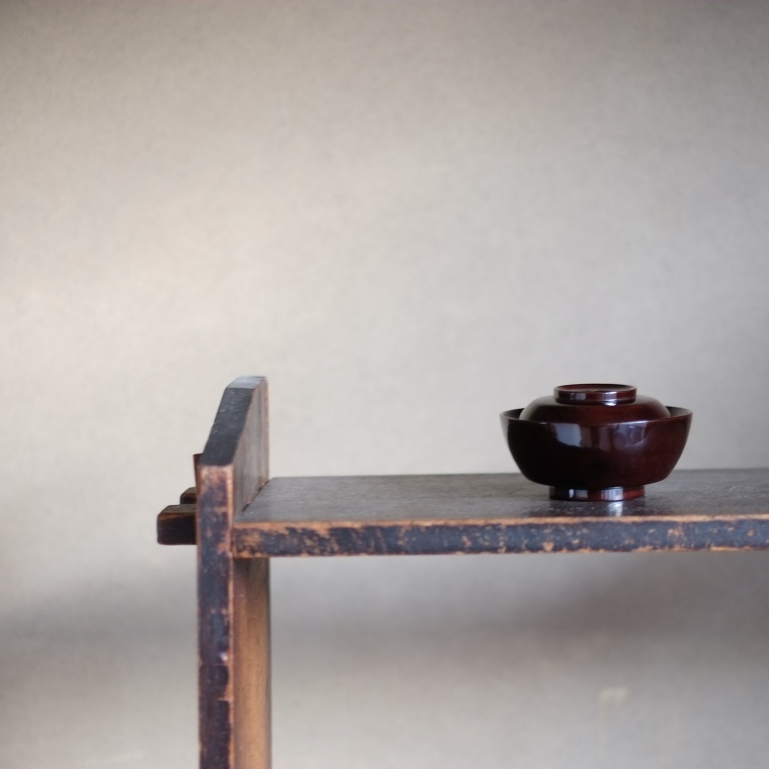 時代 飴黒漆塗 飯椀・汁椀・壺椀・平椀 四つ椀揃セット (江戸時代