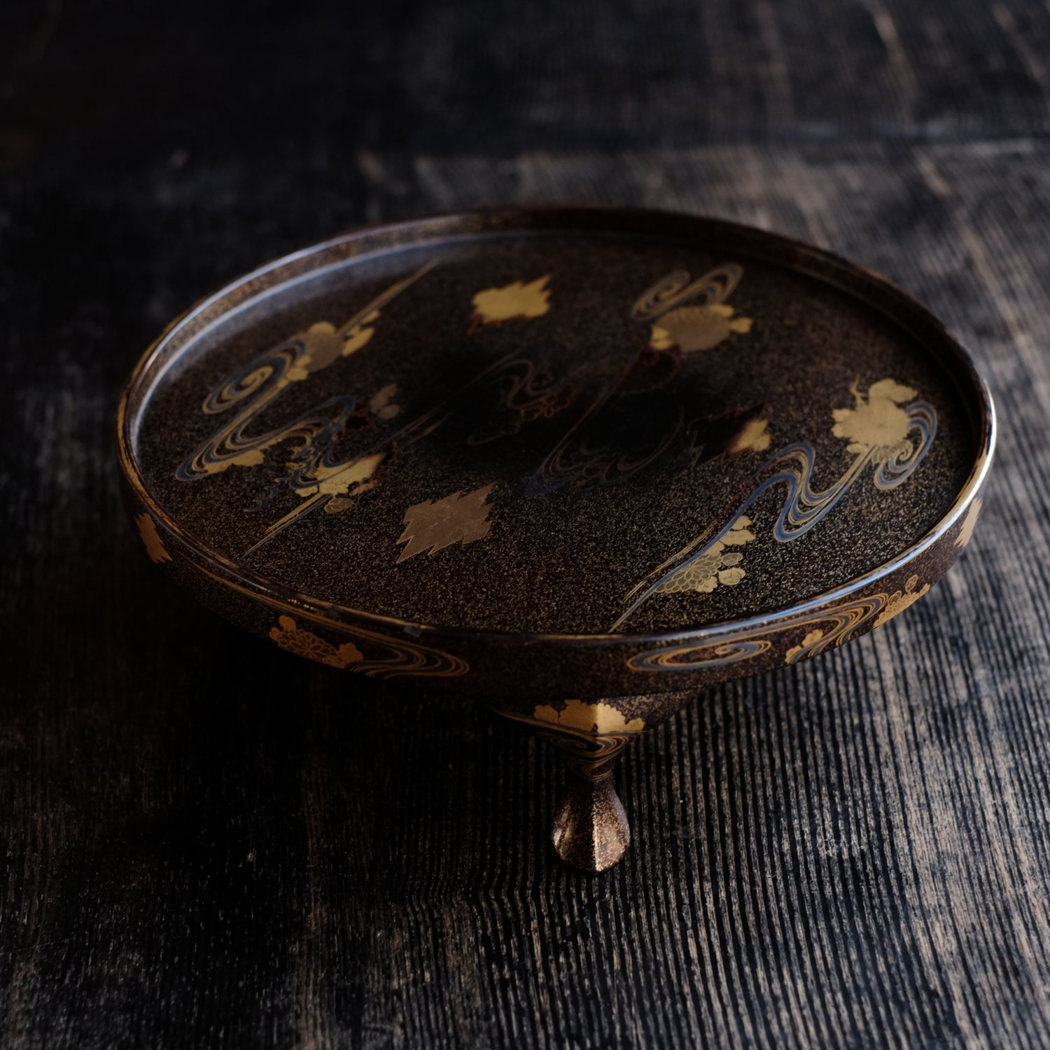 時代 梨地流水蒔絵丸香盆(19世紀) – 逢季荘