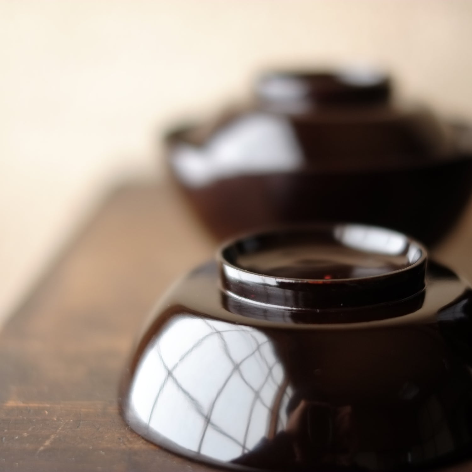 時代 黒艶漆塗布着 四つ椀 (19世紀) – 逢季荘