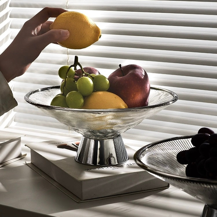 シルバー×デザインガラス コンポート