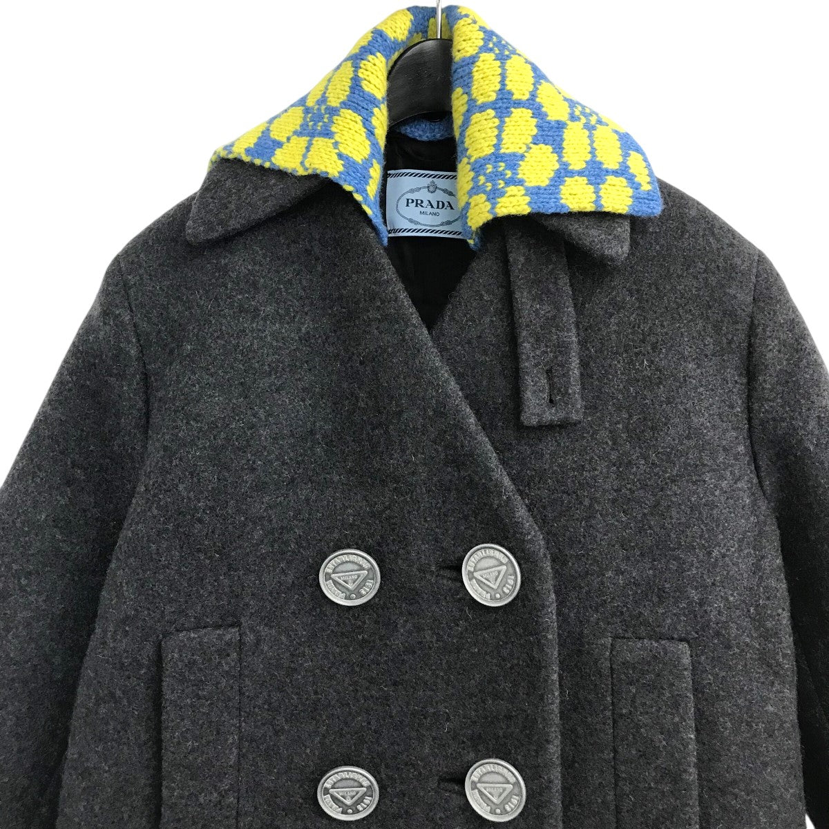 PRADA(プラダ) ニットつけ襟カシミヤロングコートP679OL P679OL グレー