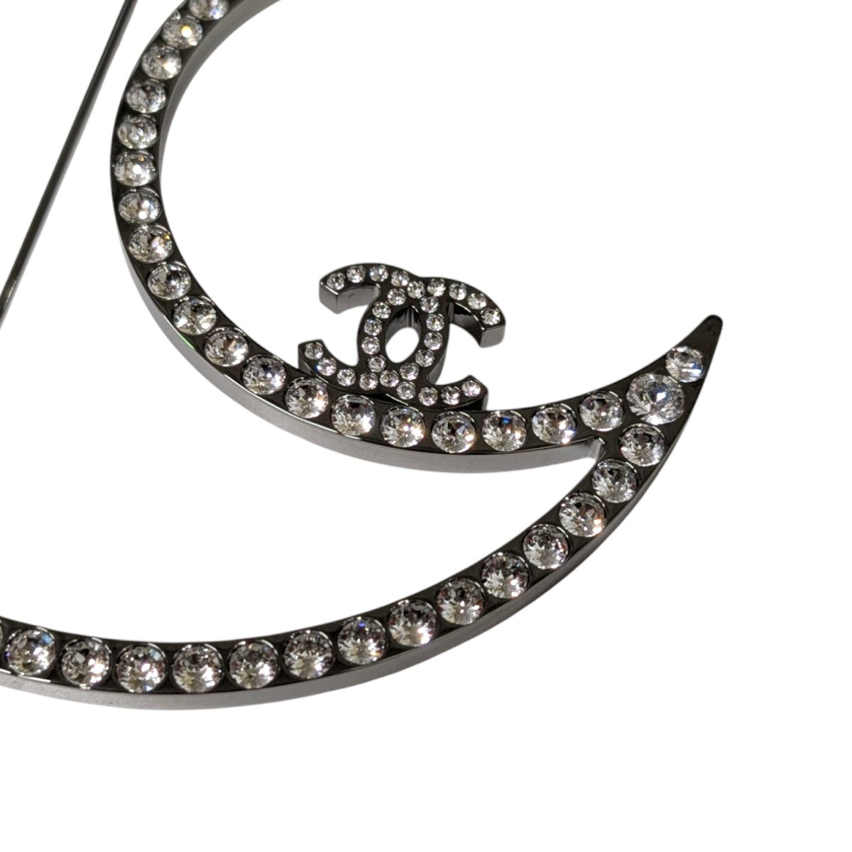 CHANEL(シャネル) ココマーク ラインストーン ムーンブローチ シルバー