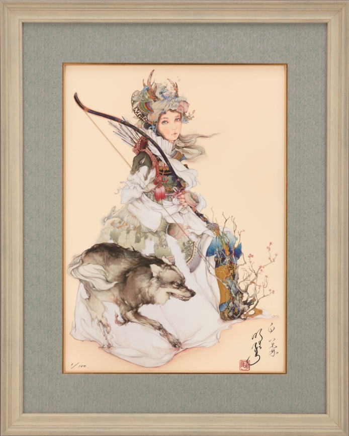 上村淳之 「白孔雀」 彩美版＋シルクスクリーン 作品証明シール有り