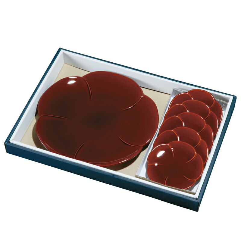 楽天市場】漆器 銘々皿 紀州塗り 4.5寸 13.2cm 梅型 両面春慶塗 セット