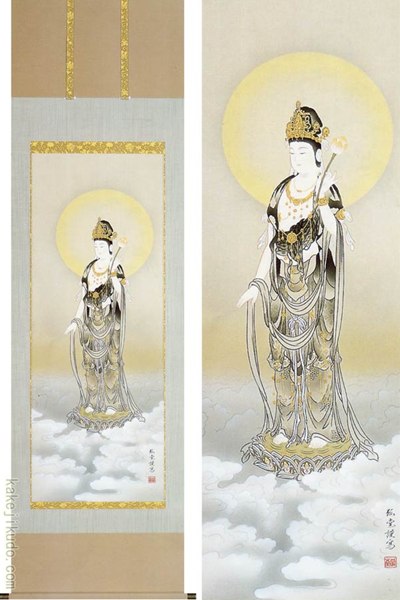 楽天市場】掛け軸 雲上聖観音 (和田清雪) 送料無料 【掛軸】【一間床