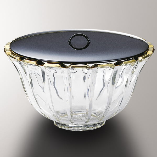 中尾羊古』ガラス水指 茶道具 共箱 金ギヤマン義山 アトリエ羊古 吹き