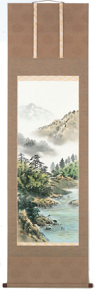 楽天市場】掛け軸 彩色山水 （佐藤竹風） （掛軸小物なし） 送料無料