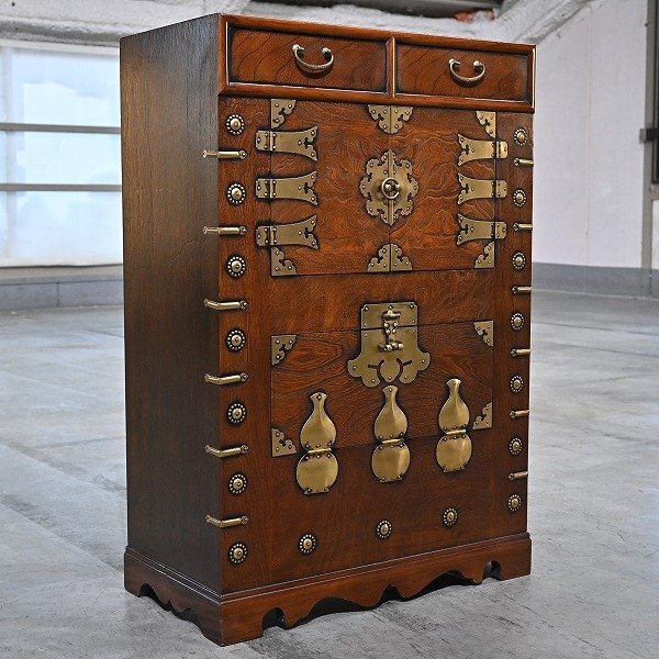 楽天市場】李朝家具 無垢材 古鉄金具 半閉櫃 バンダジ 半閉じ箱 時代物