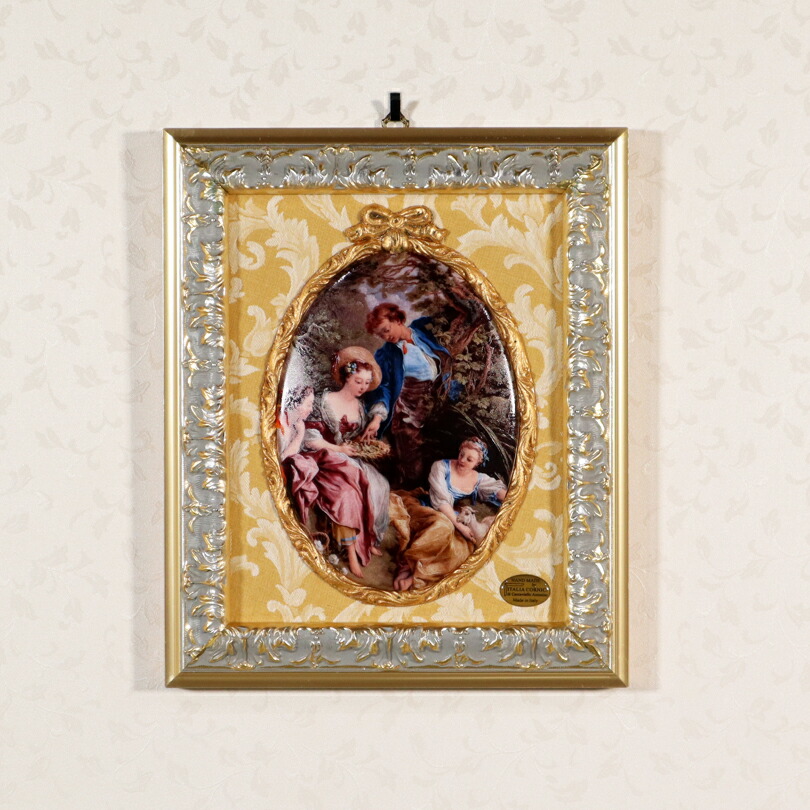 カモ画 アンティーク 調額縁 イタリア 輸入 額絵 天然木 フレーム