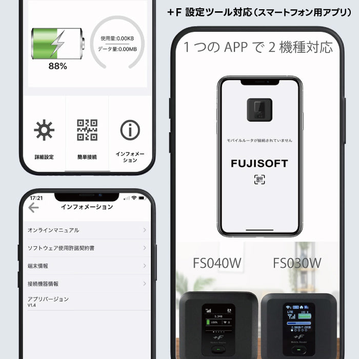 モバイルルーター +F FS030W 富士ソフト（限定色 シャインホワイト