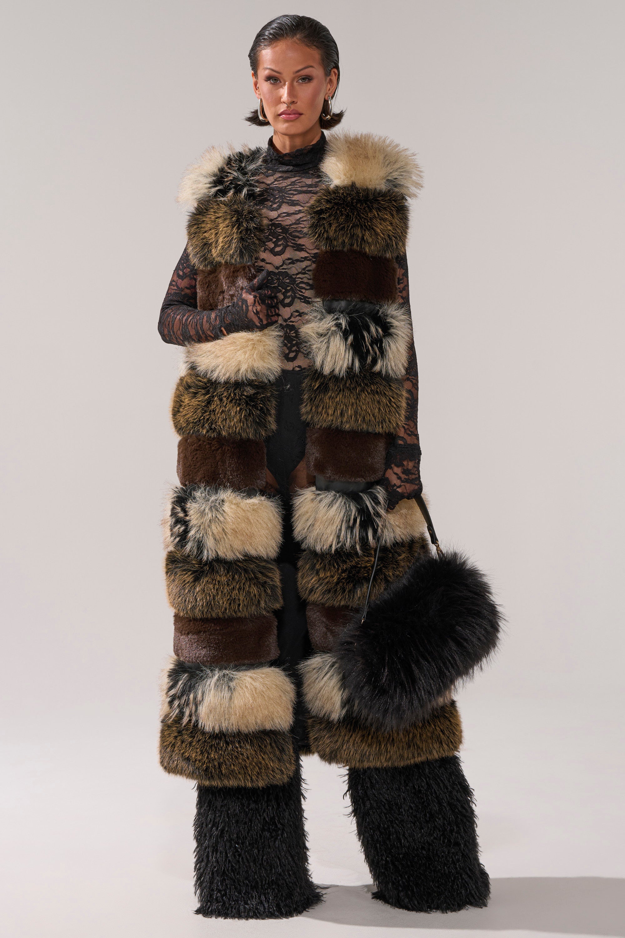 PORTIA PANELED FUR VEST – AKIRA