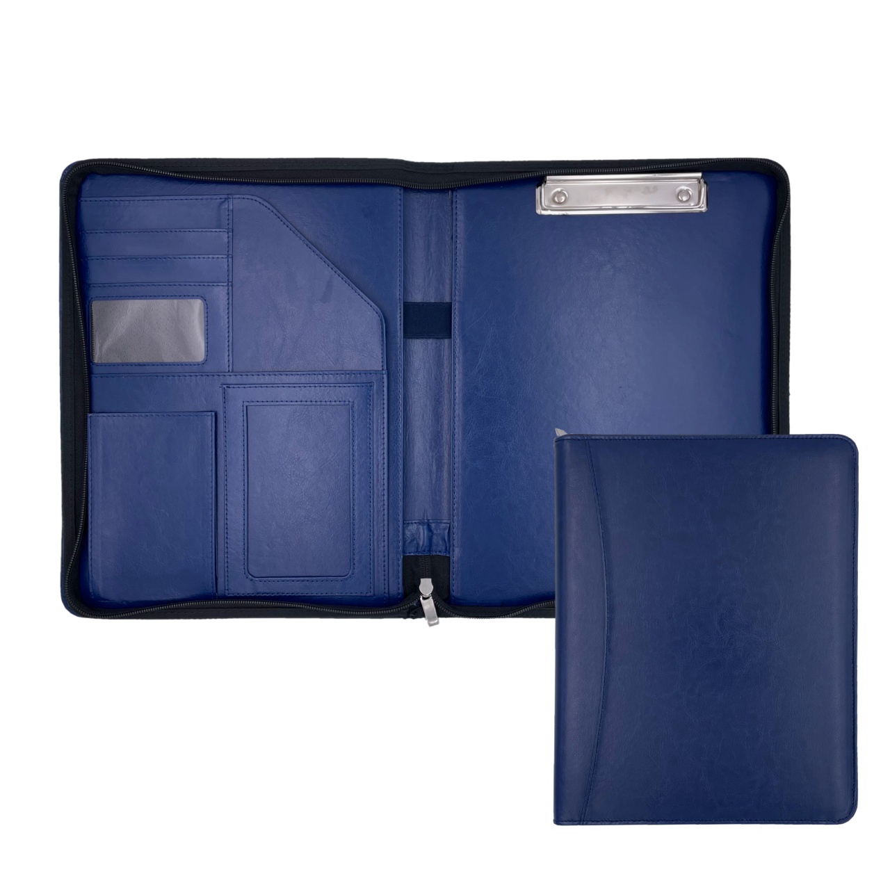 クリップボード A4 PUレザー 多機能 フォルダ 二つ折り ファスナー