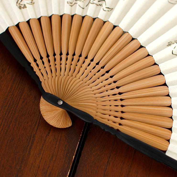 男の扇子 扇袋セット】 透かし（鳥獣戯画 3155S） 染骨 切絵 和紙 絹