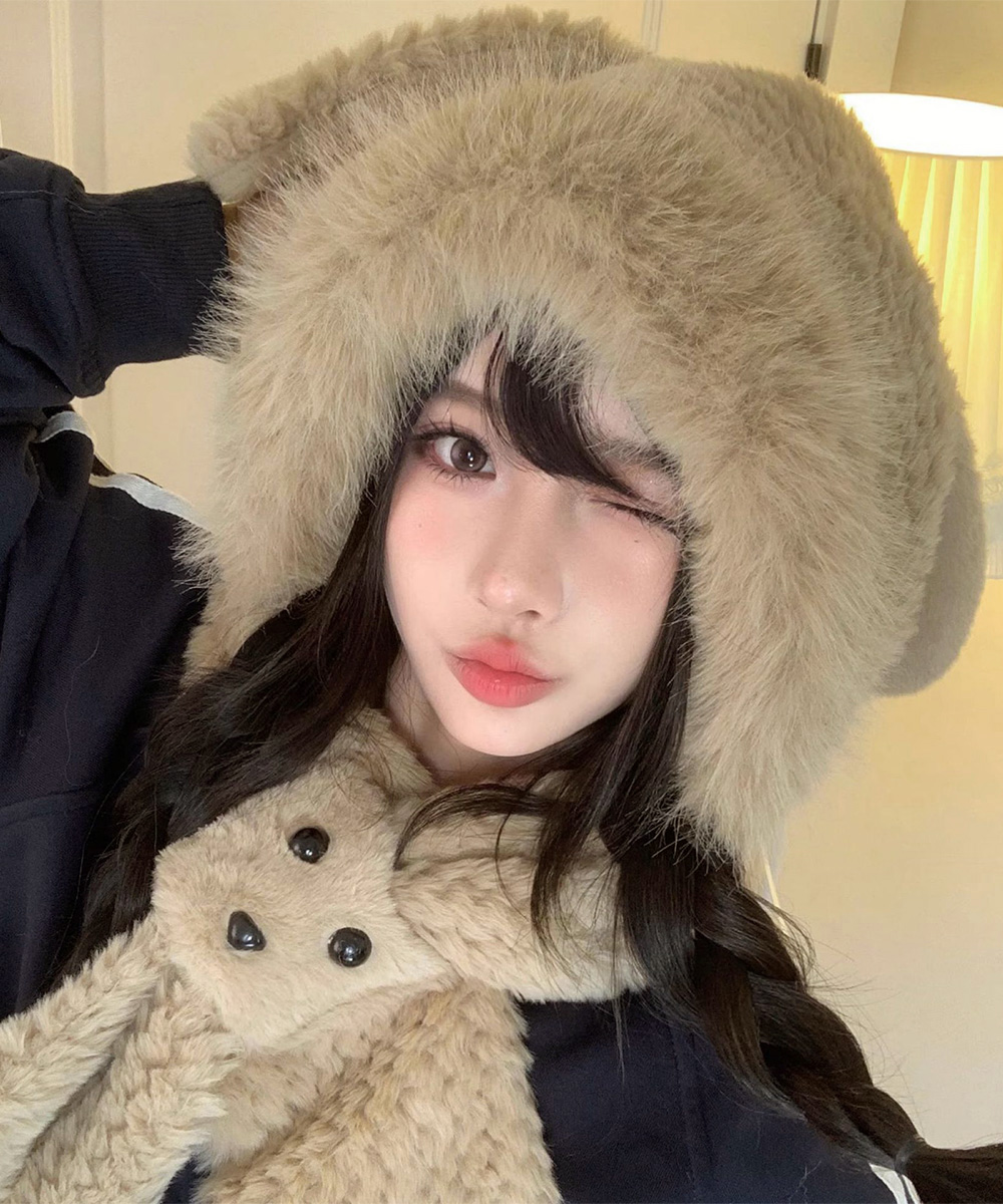 miniministore（ミニミニストア） マフラー帽子うさぎ耳 ファー帽子