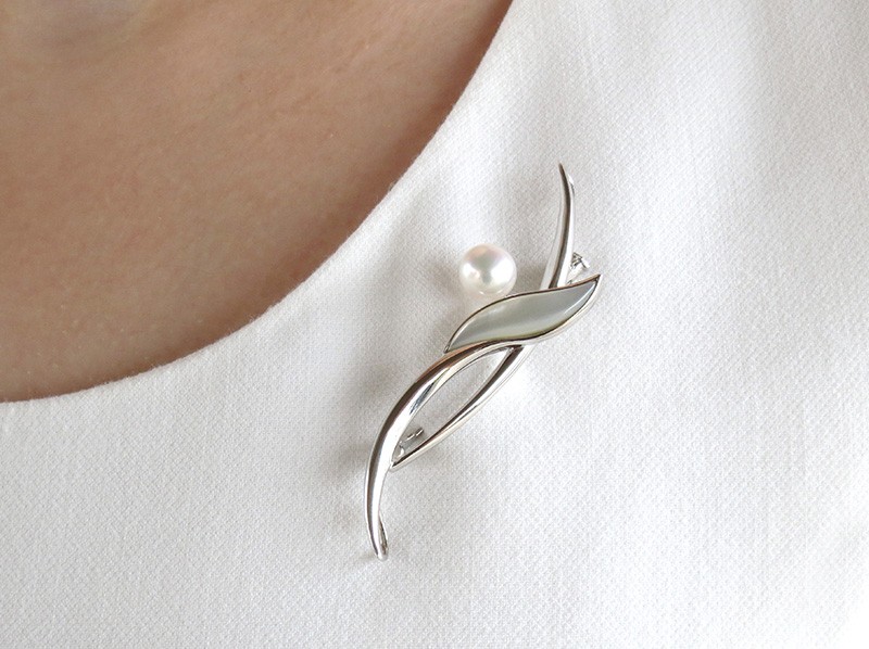 白鳥型 あこや真珠ブローチ 白鳥型 あこや真珠ブローチ 白鳥型 あこや