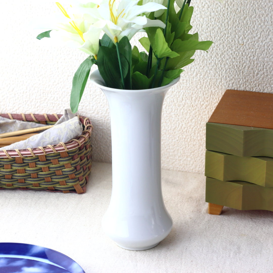 瀬戸焼 古瀬戸 織部 筒瓶 花瓶 時代箱 V R7607 瀬戸焼 古瀬戸