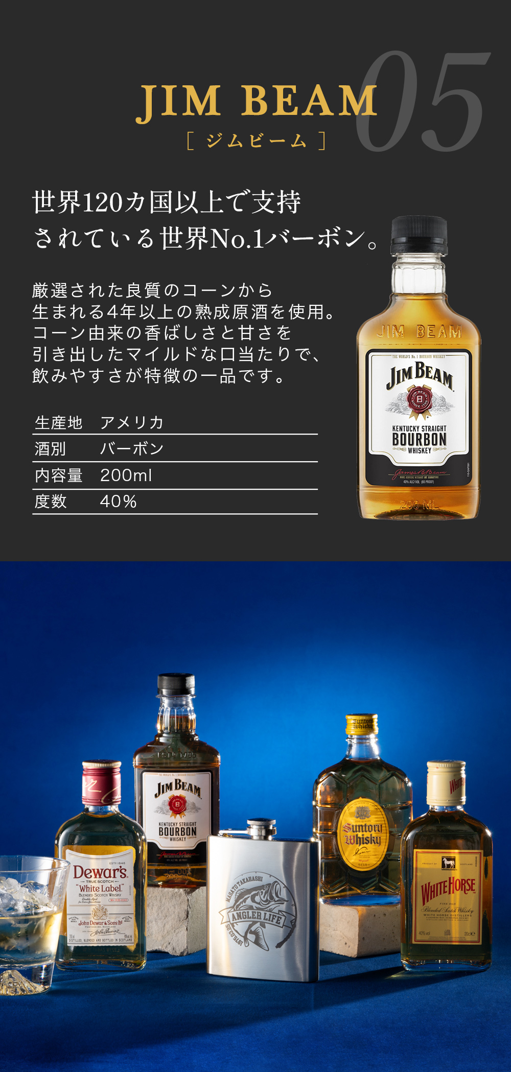 ジムビーム 名入れ プレゼント スキットル付き ウイスキーミニボトル