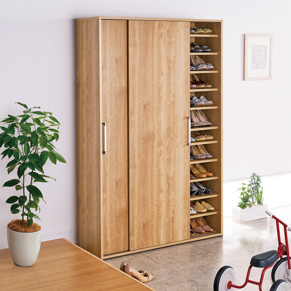 dinos（ディノス） 天然木調引き戸シューズボックス ハイ（高さ182cm