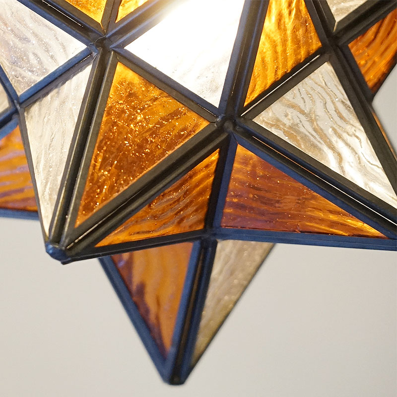 ペンダントランプ 1灯・星型 ステンドグラス 送料無料 ガラスシェード