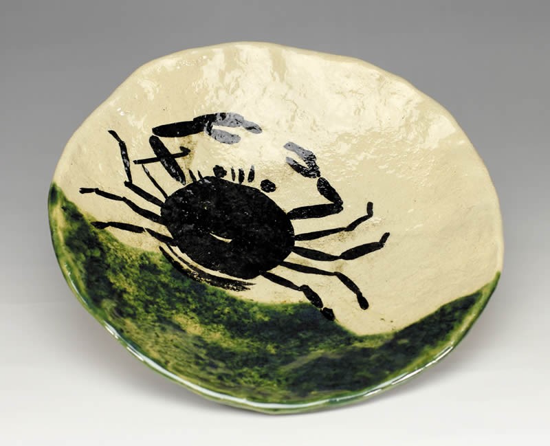 吉村楽入 2015年初春作品 魯山人風 織部 カニ絵皿 : 心斎橋花房ヤフー