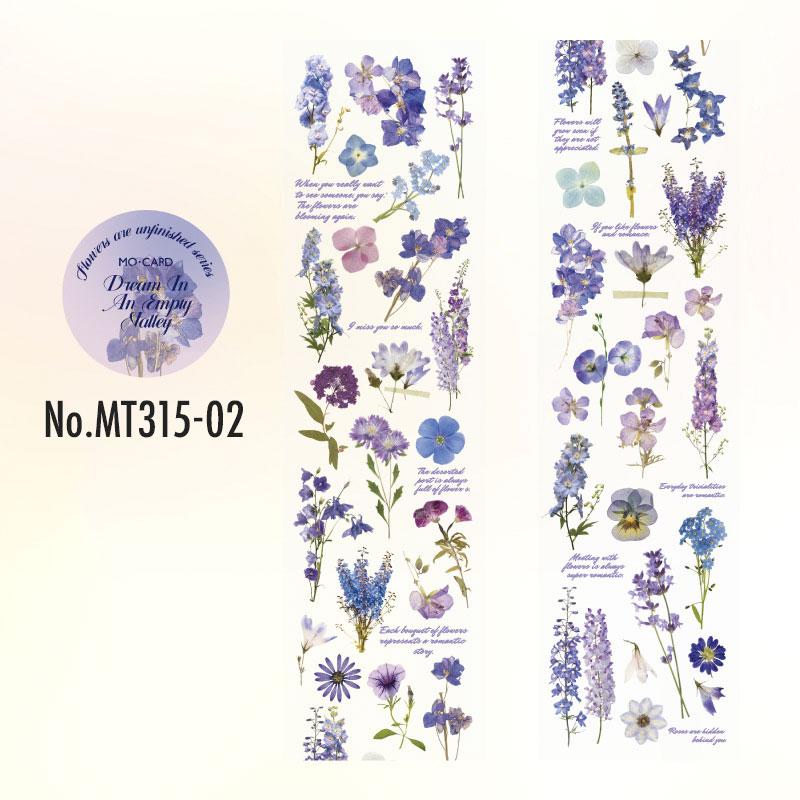 海外PETマステ 青バラ 花柄5本