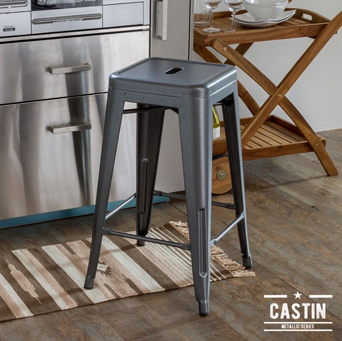 ELEMENTS スタッキングチェア スチール製 メタリックハイスツール