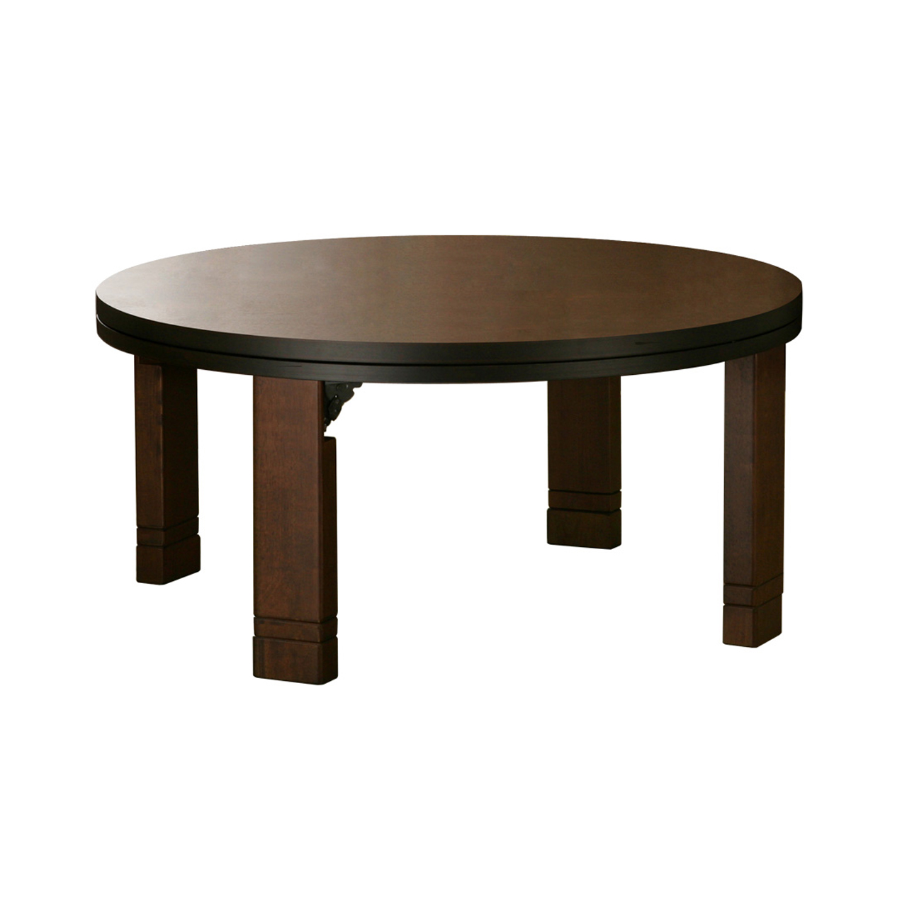 こたつテーブル 円形 フラットヒーター 高さ4段階調節つき天然木丸型